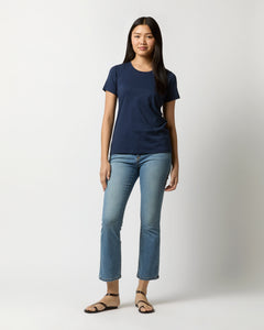 Short-Sleeved Relaxed Tee in Navy Pima Cotton