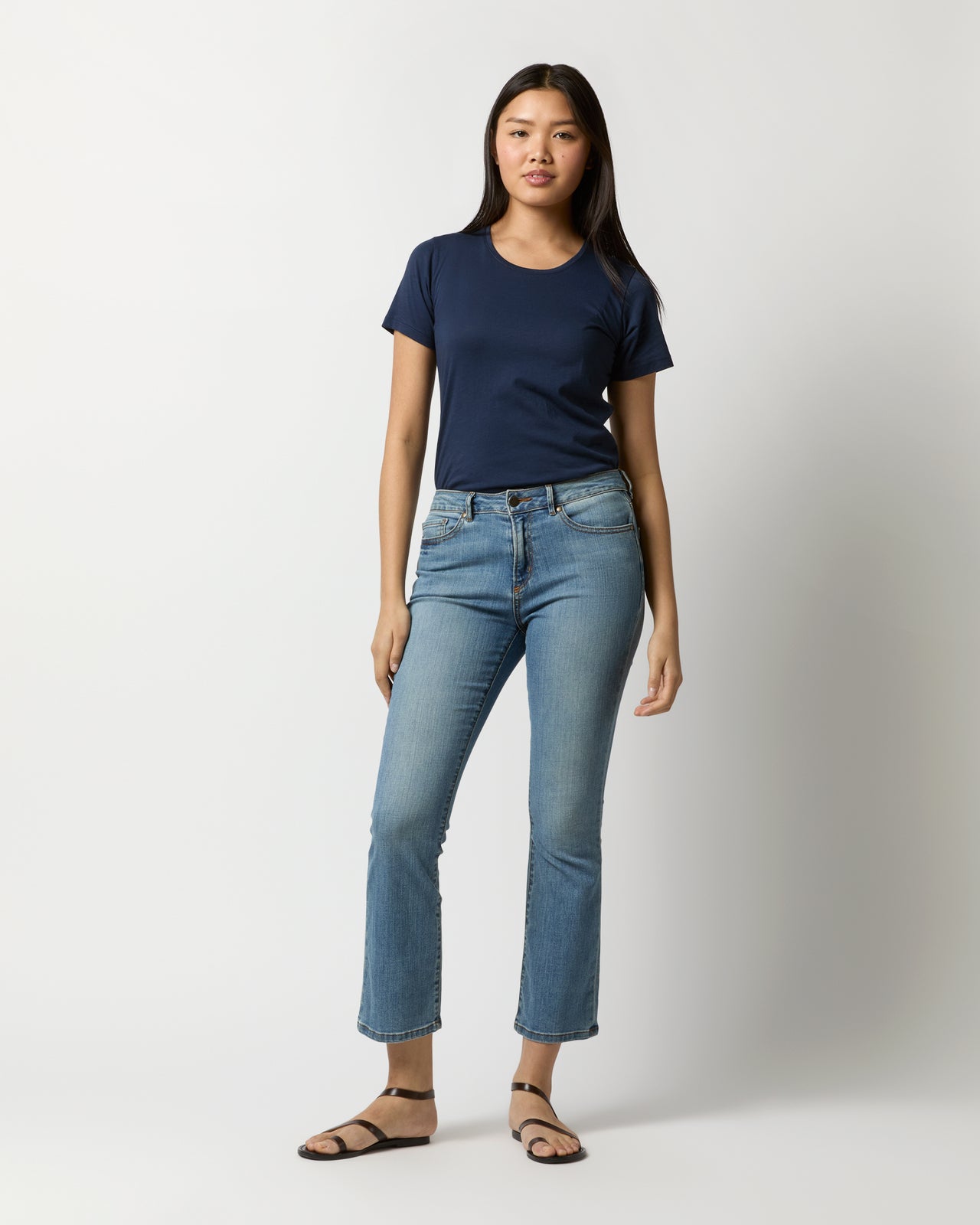 Short-Sleeved Relaxed Tee in Navy Pima Cotton