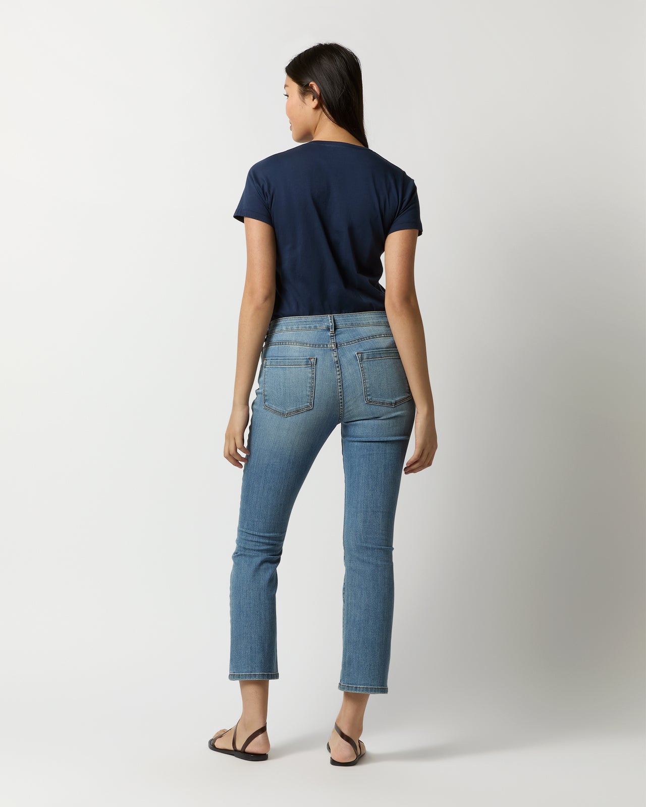 Short-Sleeved Relaxed Tee in Navy Pima Cotton