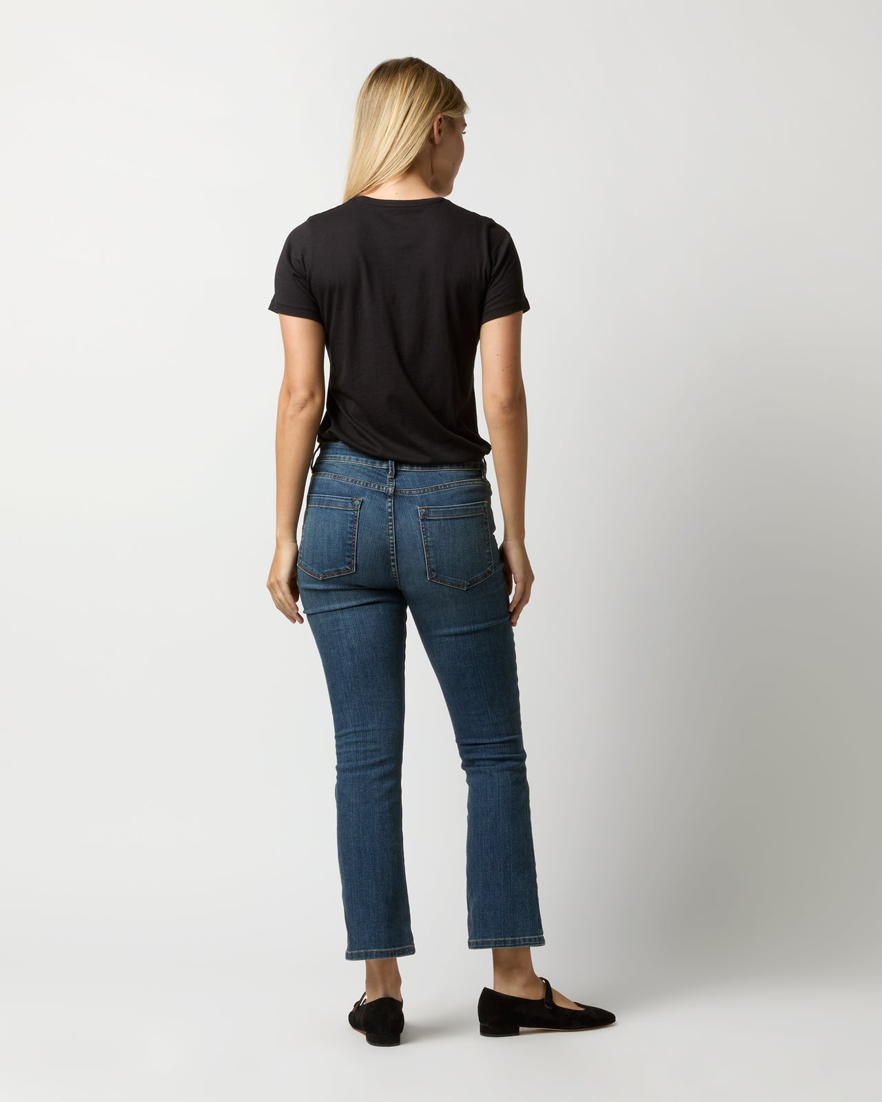 Short-Sleeved Relaxed Tee in Black Pima Cotton