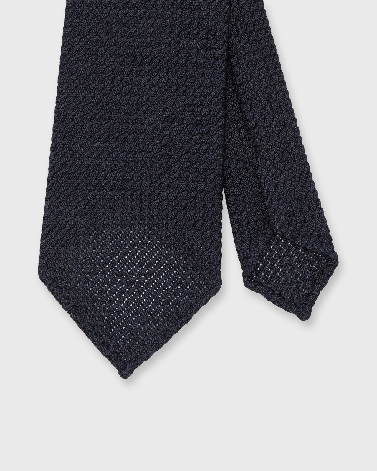 Hand-Rolled Silk Grosso Grenadine Untipped Tie in Dark Navy