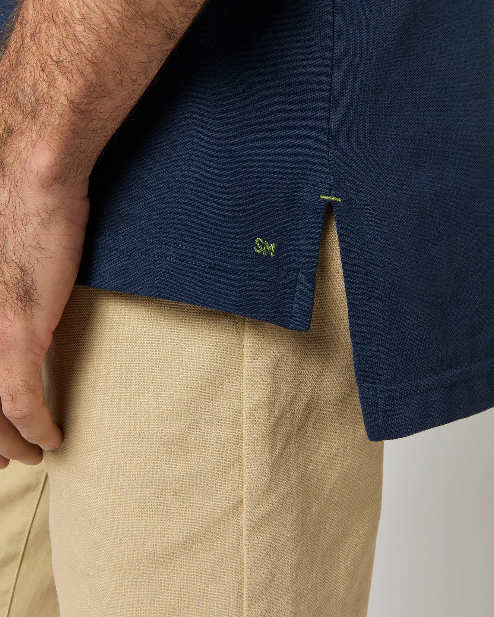 Short-Sleeved Polo in Navy Pima Pique