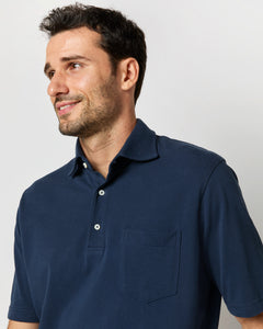 Short-Sleeved Polo in Navy Pima Pique