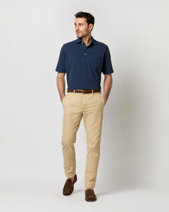 Short-Sleeved Polo in Navy Pima Pique