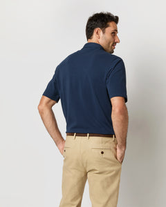 Short-Sleeved Polo in Navy Pima Pique