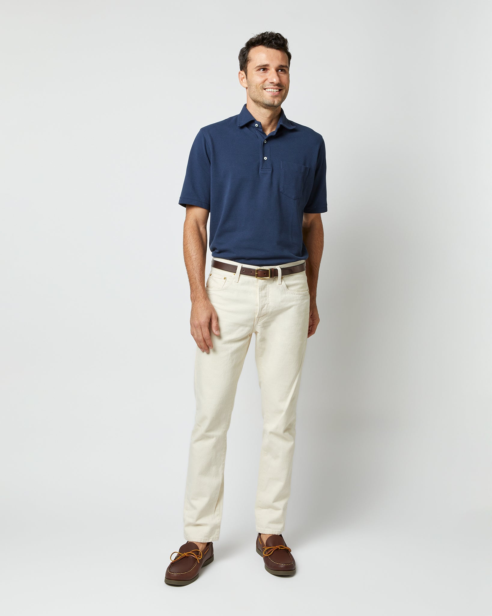Multipatch Sash Short Sleeve Knit Pique Polo - Classic Navy