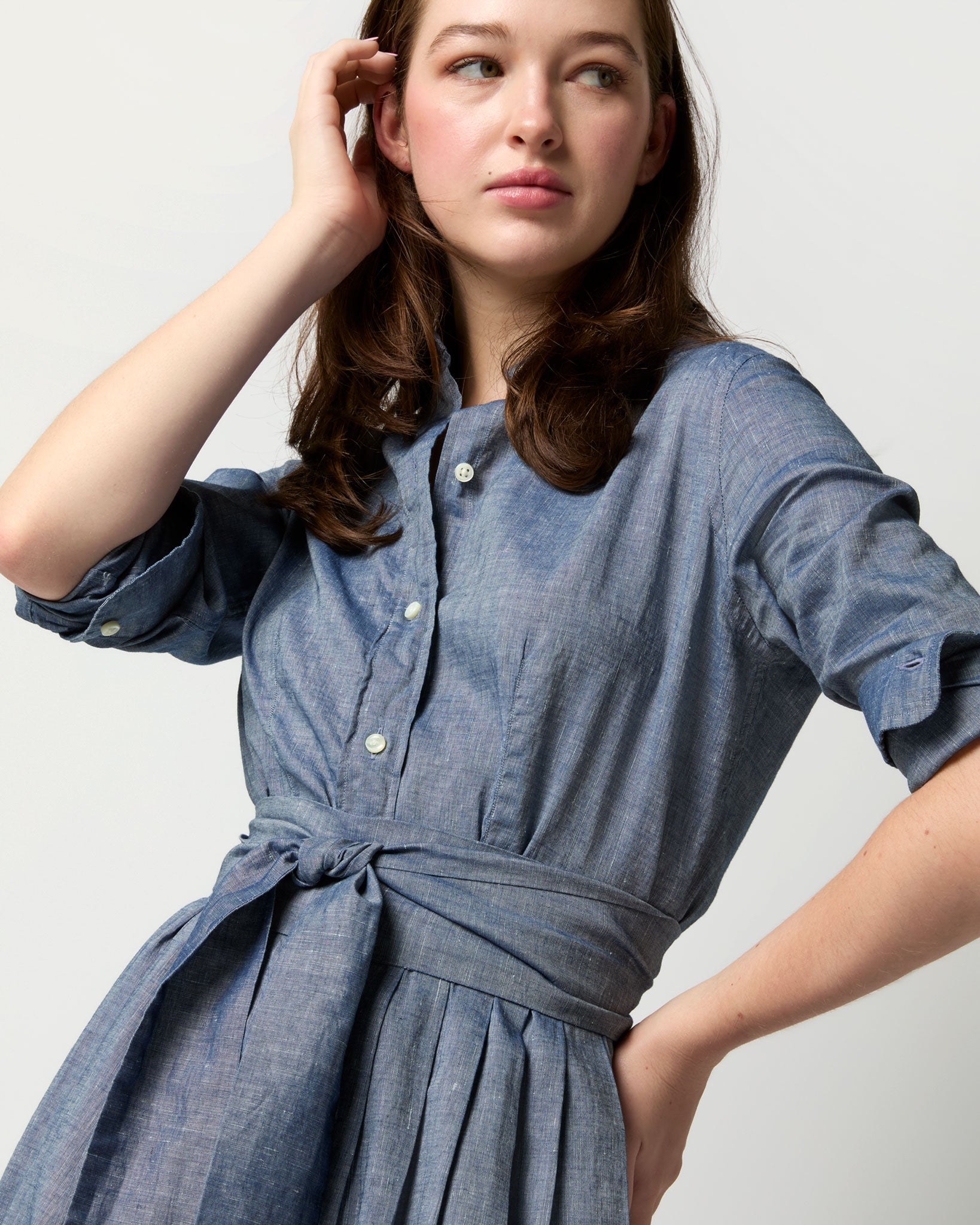 Classic Shirtwaist Dress in Indigo Cotolino Chambray | Shop Ann Mashburn Classic Shirtwaist Dress in Indigo Cotolino Chambray | Shop Ann Mashburn