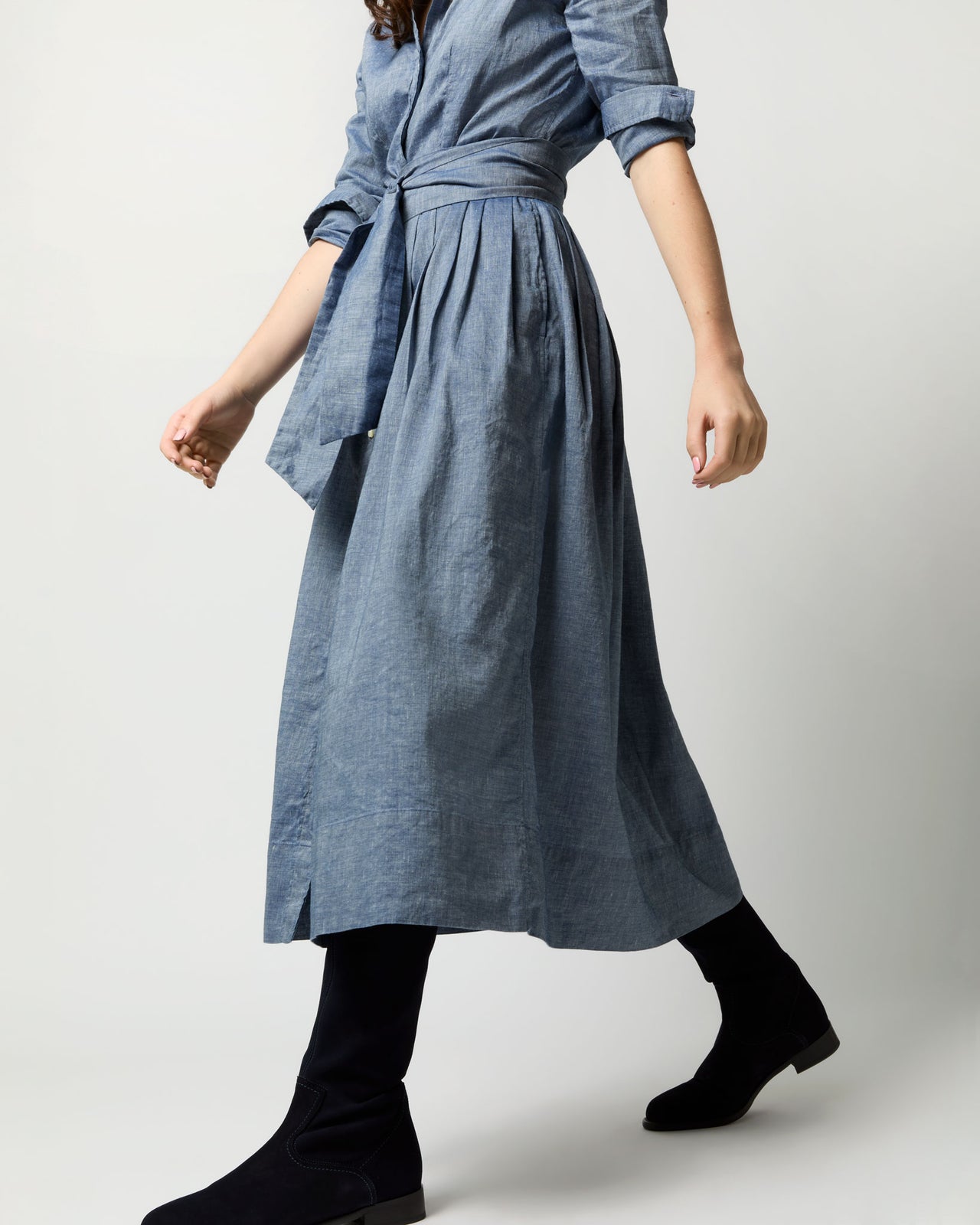 Classic Shirtwaist Dress in Indigo Cotolino Chambray | Shop Ann Mashburn Classic Shirtwaist Dress in Indigo Cotolino Chambray | Shop Ann Mashburn