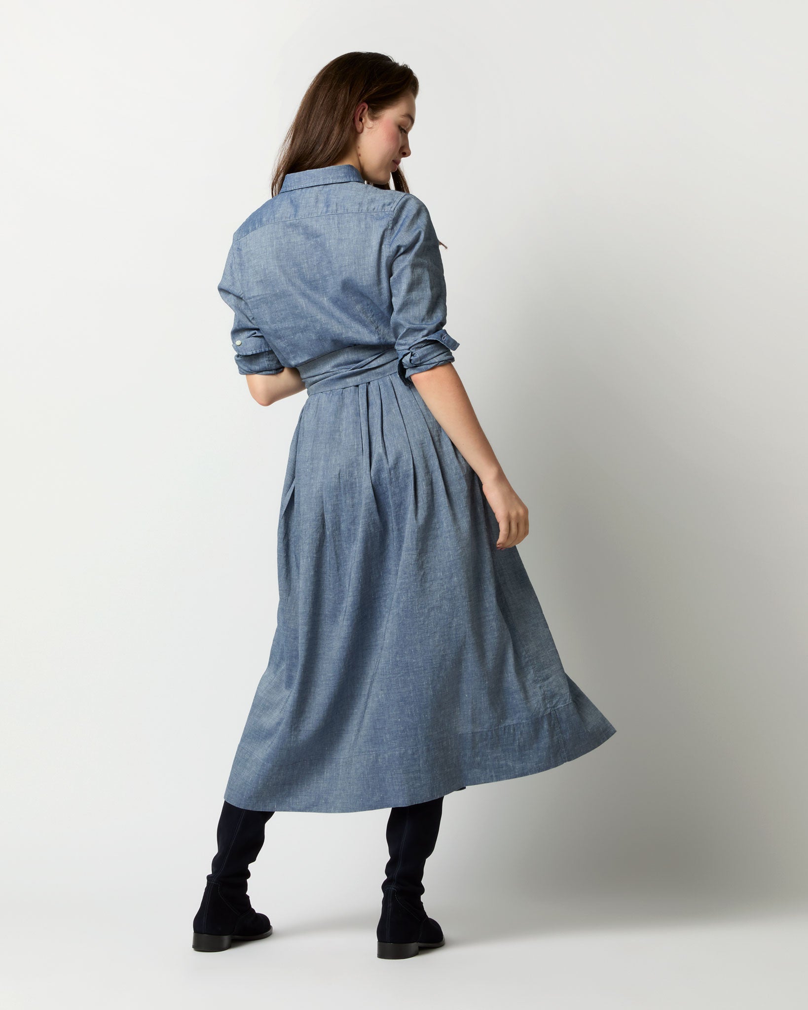 Classic Shirtwaist Dress in Cotolino Chambray