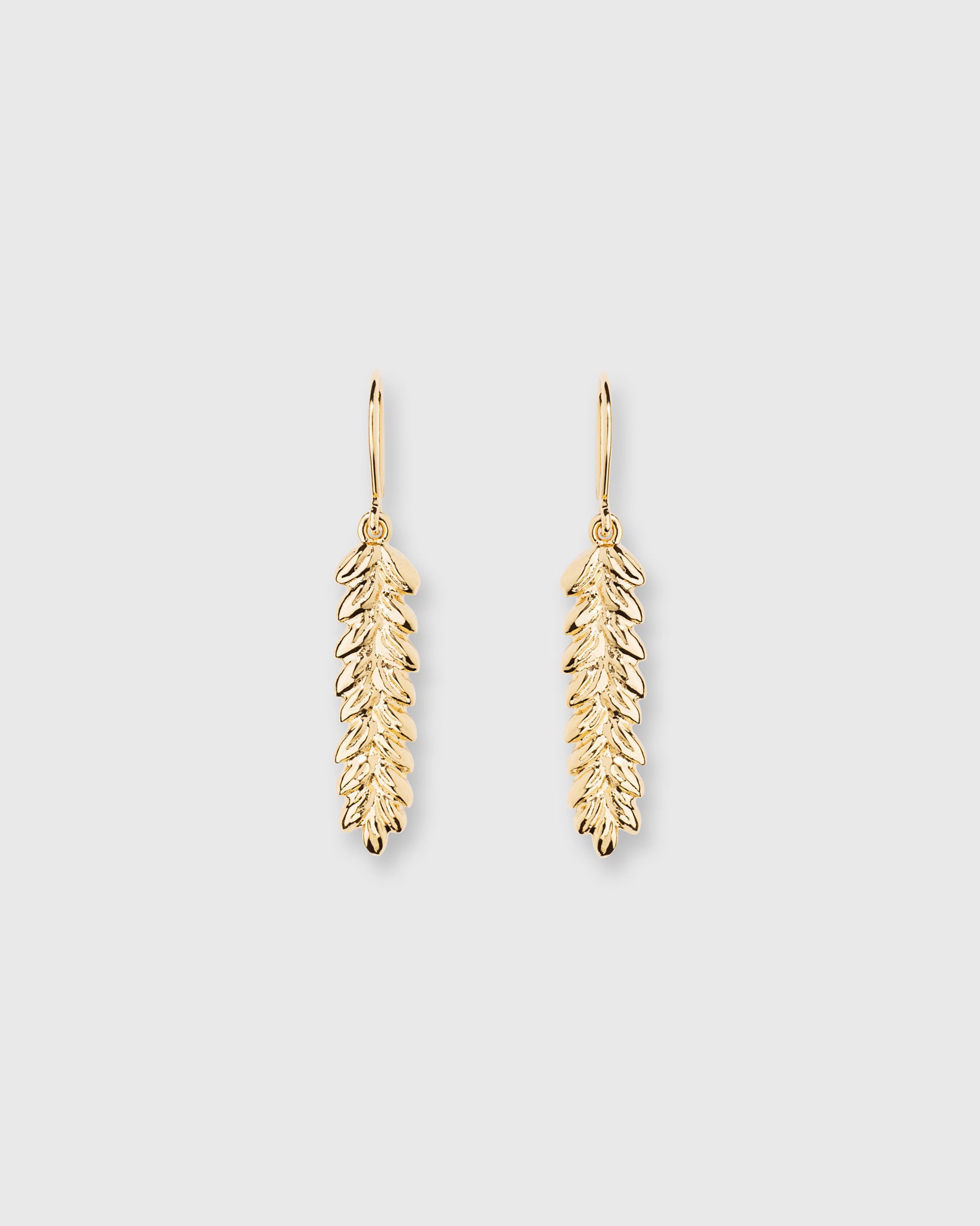 Small Wheat Charm Earrings in Gold