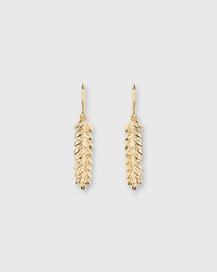 Small Wheat Charm Earrings in Gold