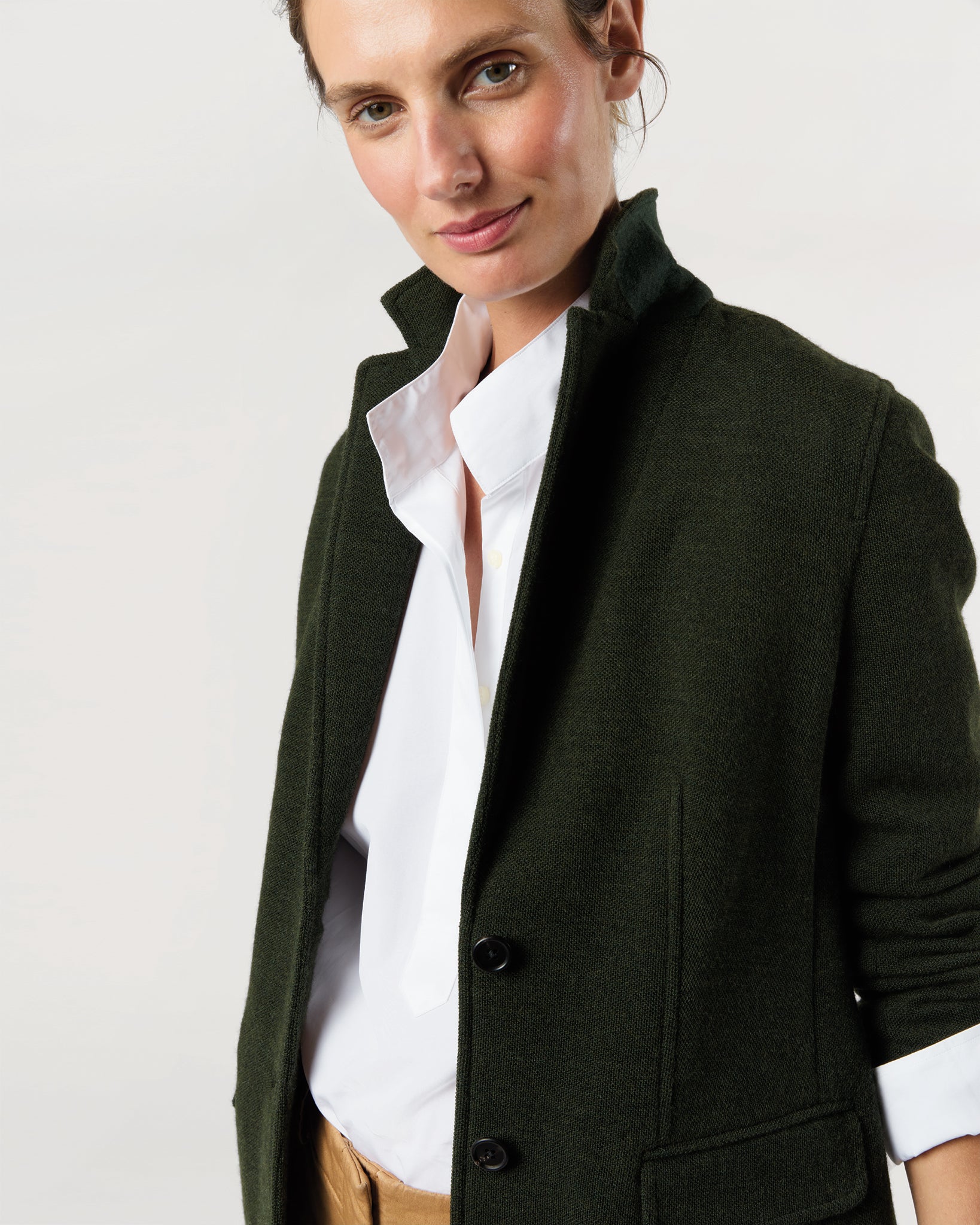 Palmer Jacket in Dark Olive Pique Knit