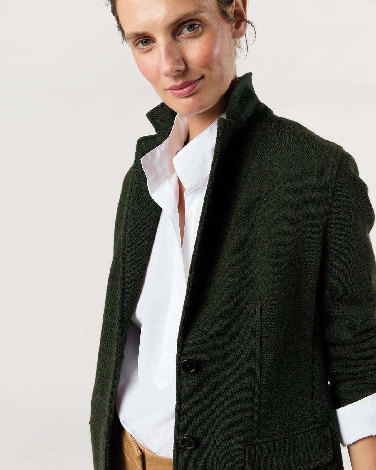 Palmer Jacket in Dark Olive Pique Knit