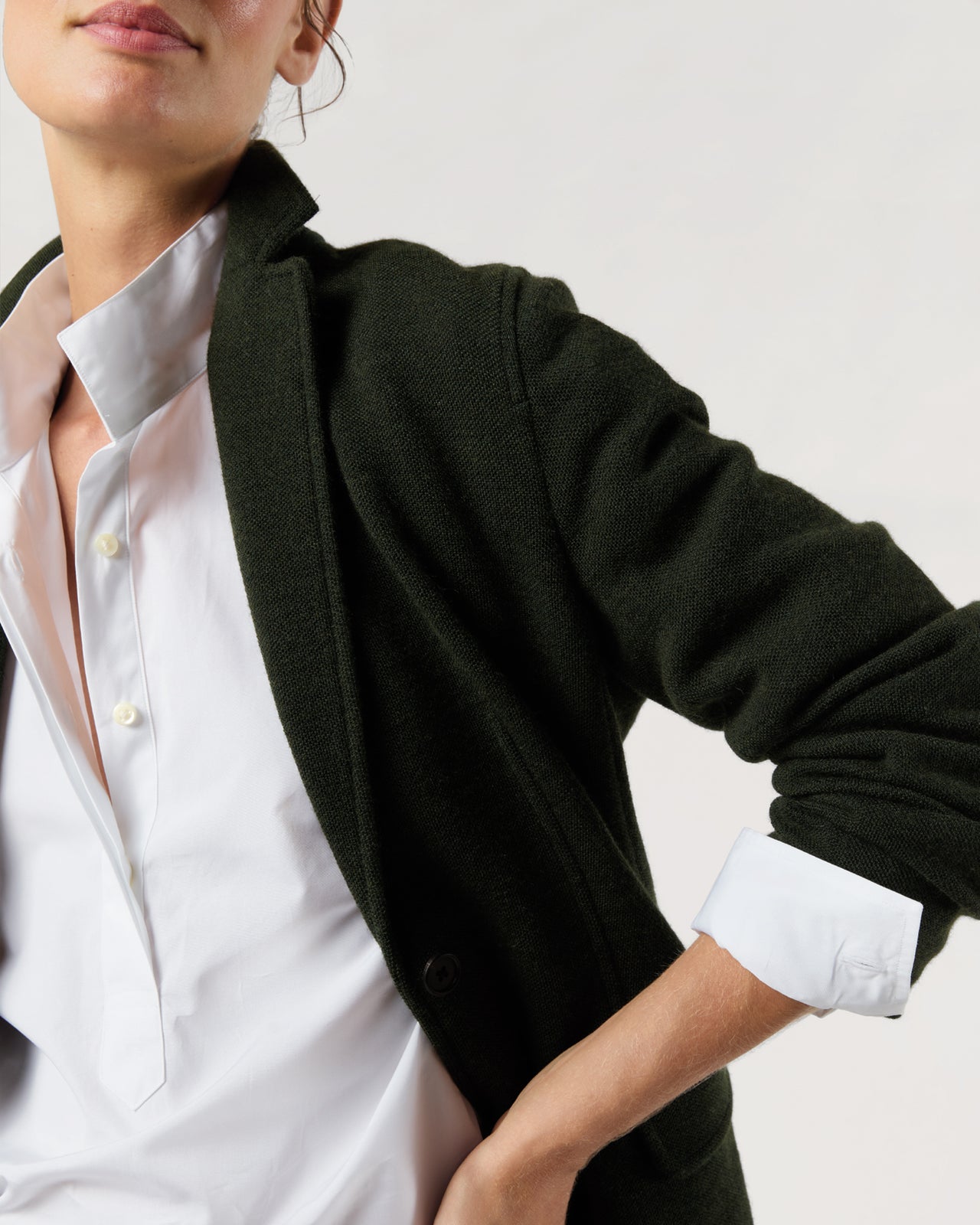 Palmer Jacket in Dark Olive Pique Knit