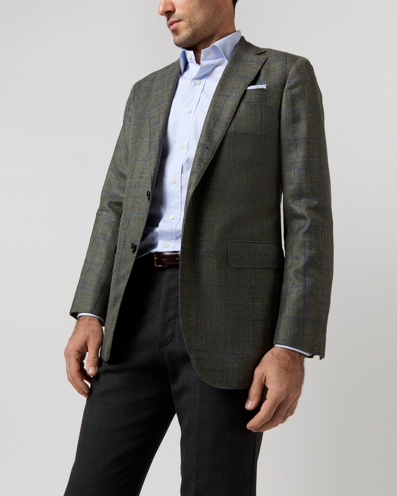 Virgil No. 2 Jacket in Olive/Blue Plaid Twill