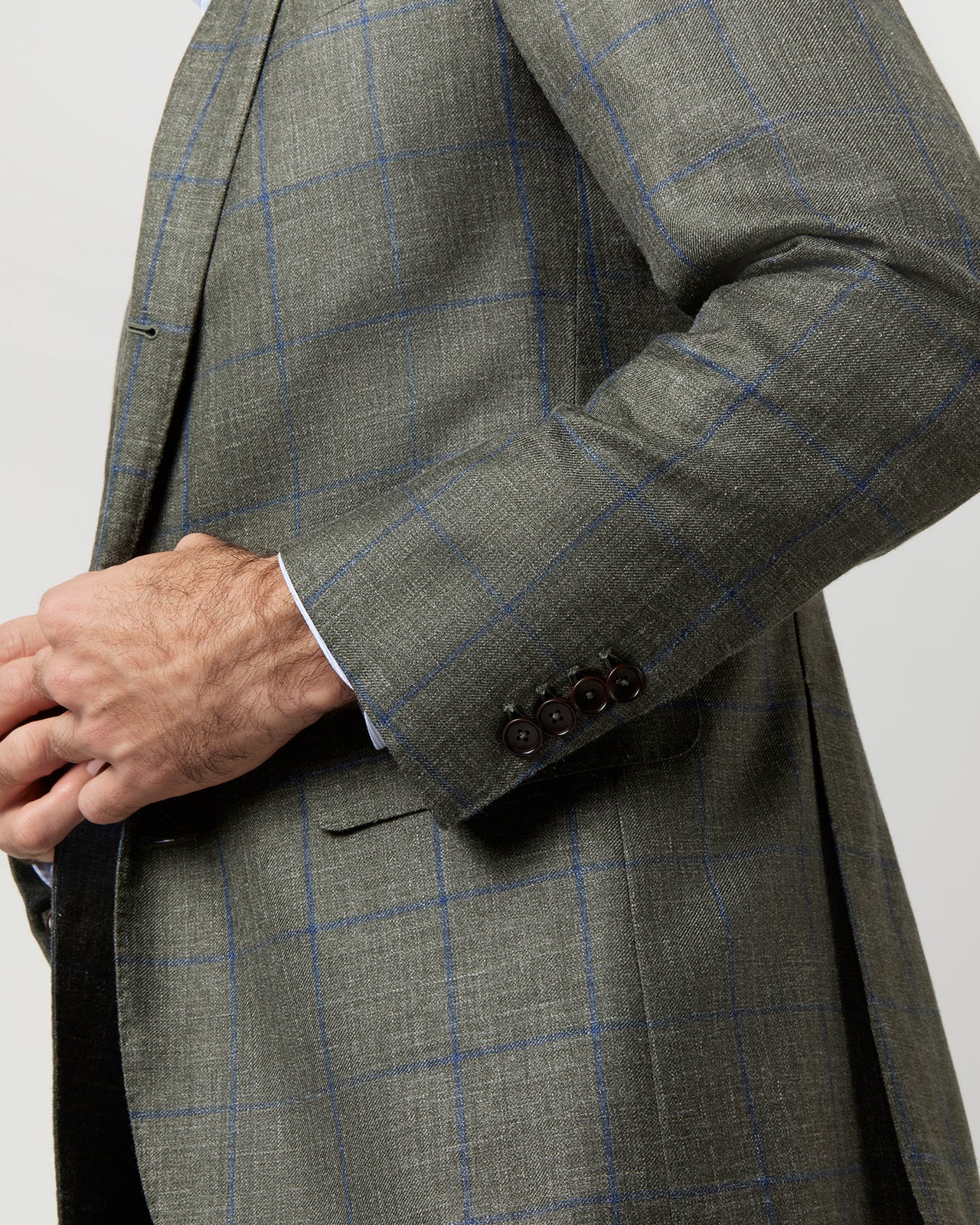 Virgil No. 2 Jacket in Olive/Blue Plaid Twill