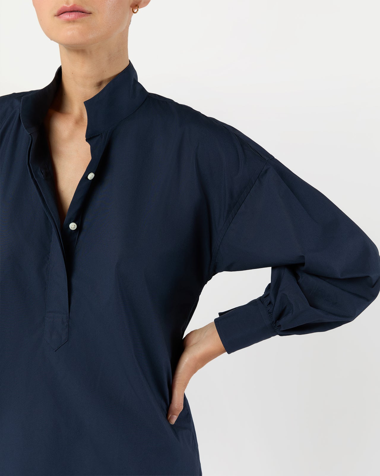 Anaya Popover Shirt in Navy Poplin