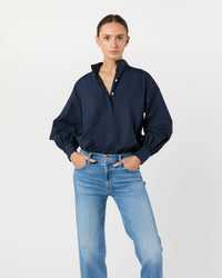 Anaya Popover Shirt in Navy Poplin
