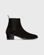 Load image into Gallery viewer, Heeled Chelsea Boot in Black Suede
