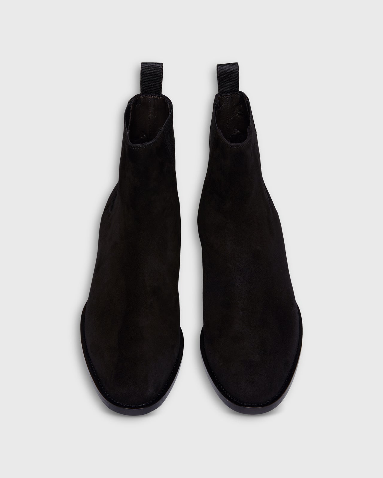 Heeled Chelsea Boot in Black Suede