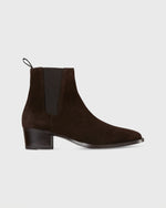 Load image into Gallery viewer, Heeled Chelsea Boot in Brown Suede
