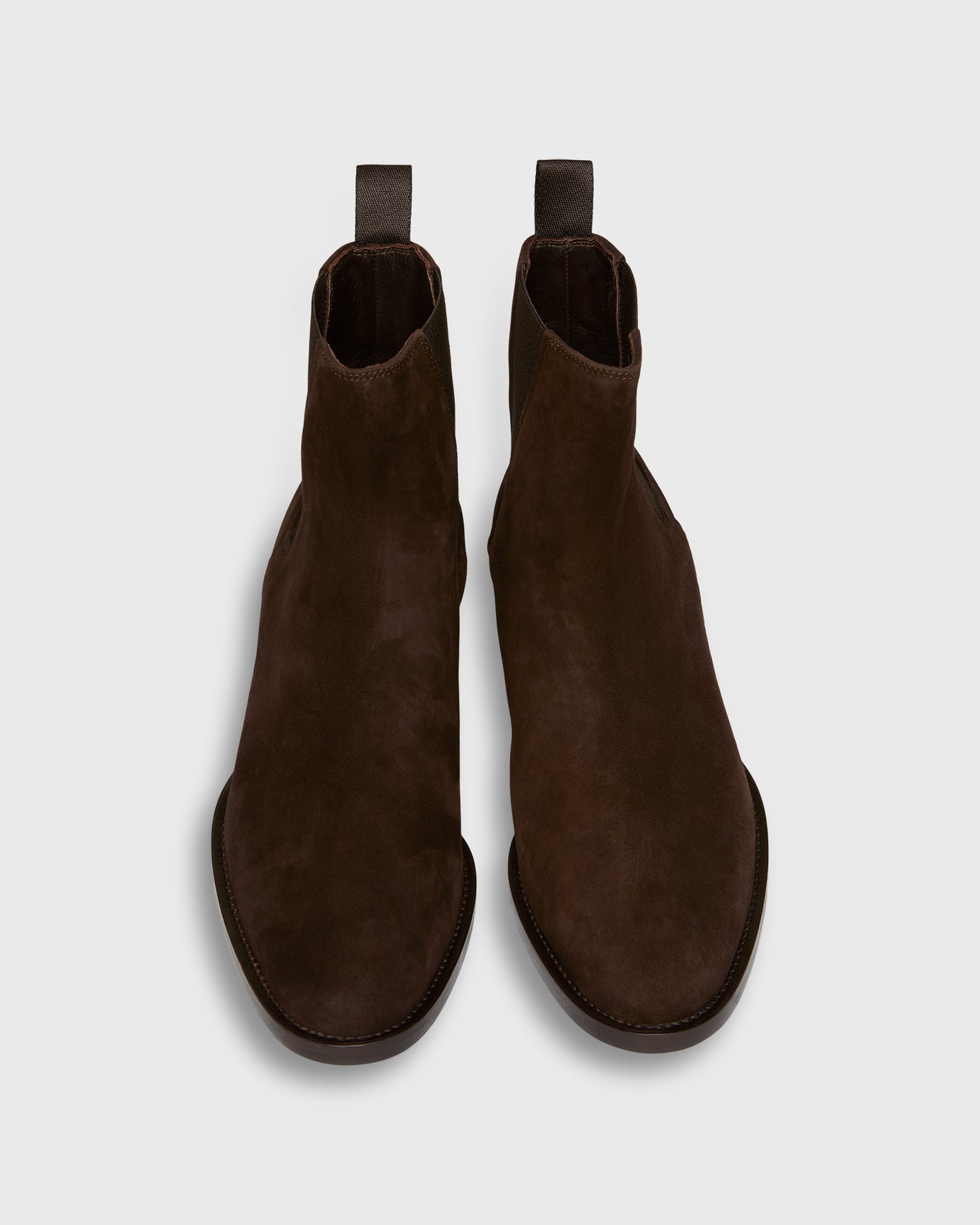 Heeled Chelsea Boot in Brown Suede