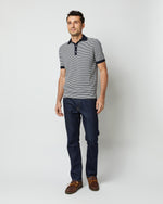 Load image into Gallery viewer, Rally Polo Sweater in Navy/Chalk Stripe Cotton
