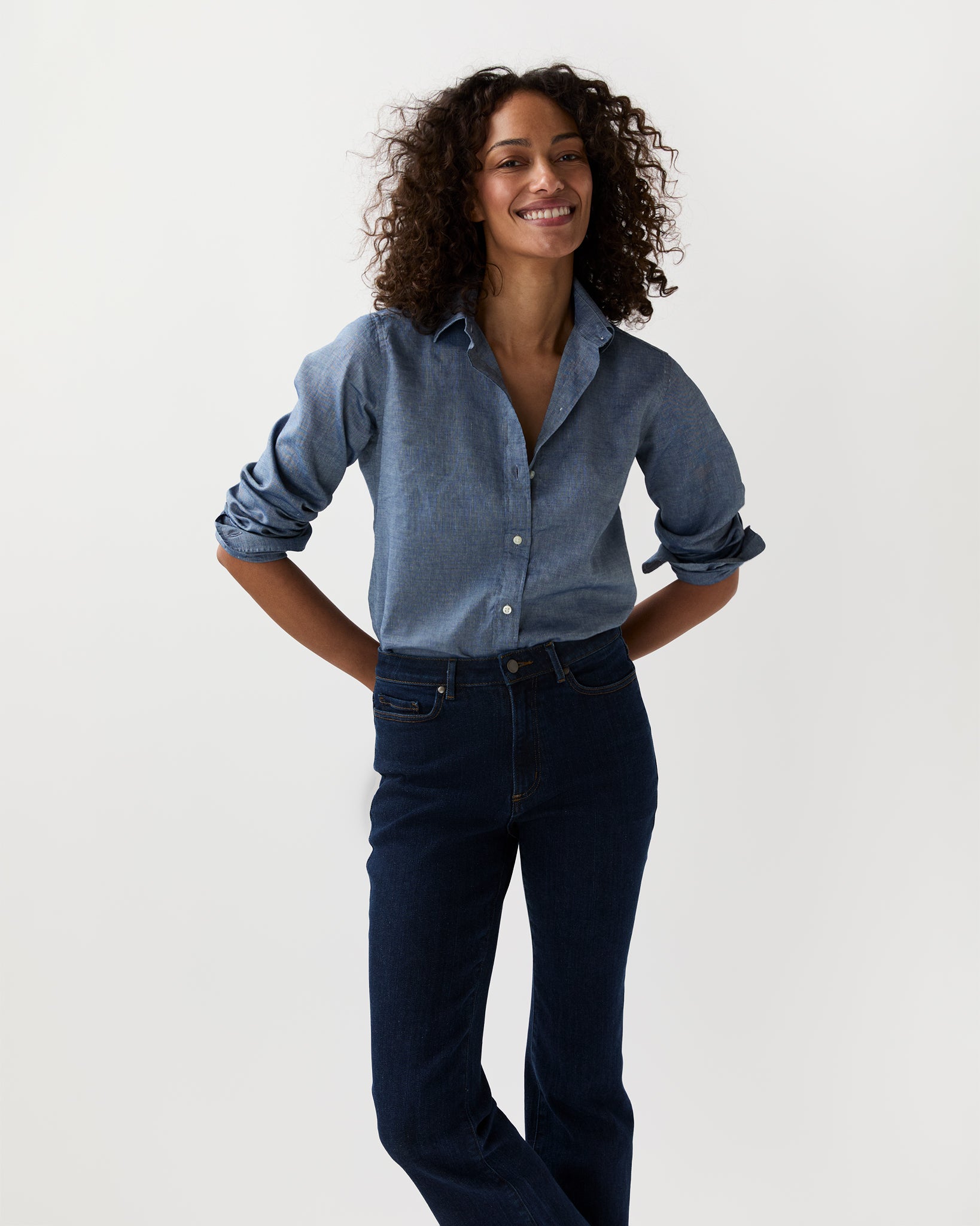 Icon Shirt in Indigo Cotolino Chambray | Shop Ann Mashburn