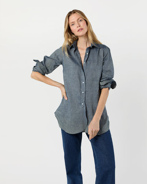 Boyfriend Shirt in Indigo Cotolino Chambray | Shop Ann Mashburn