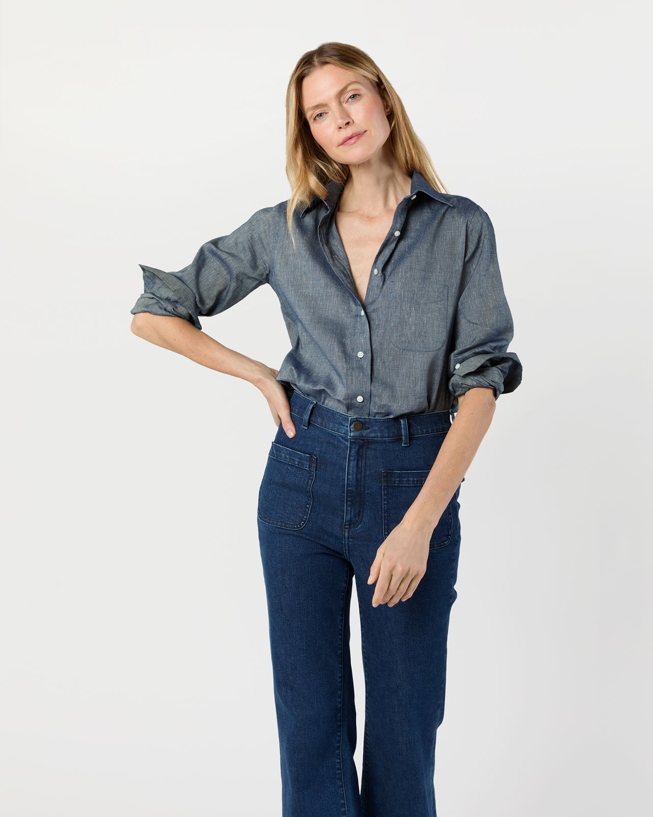 Boyfriend Shirt in Indigo Cotolino Chambray