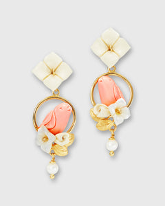 Chick Earrings in Gold/White/Pink