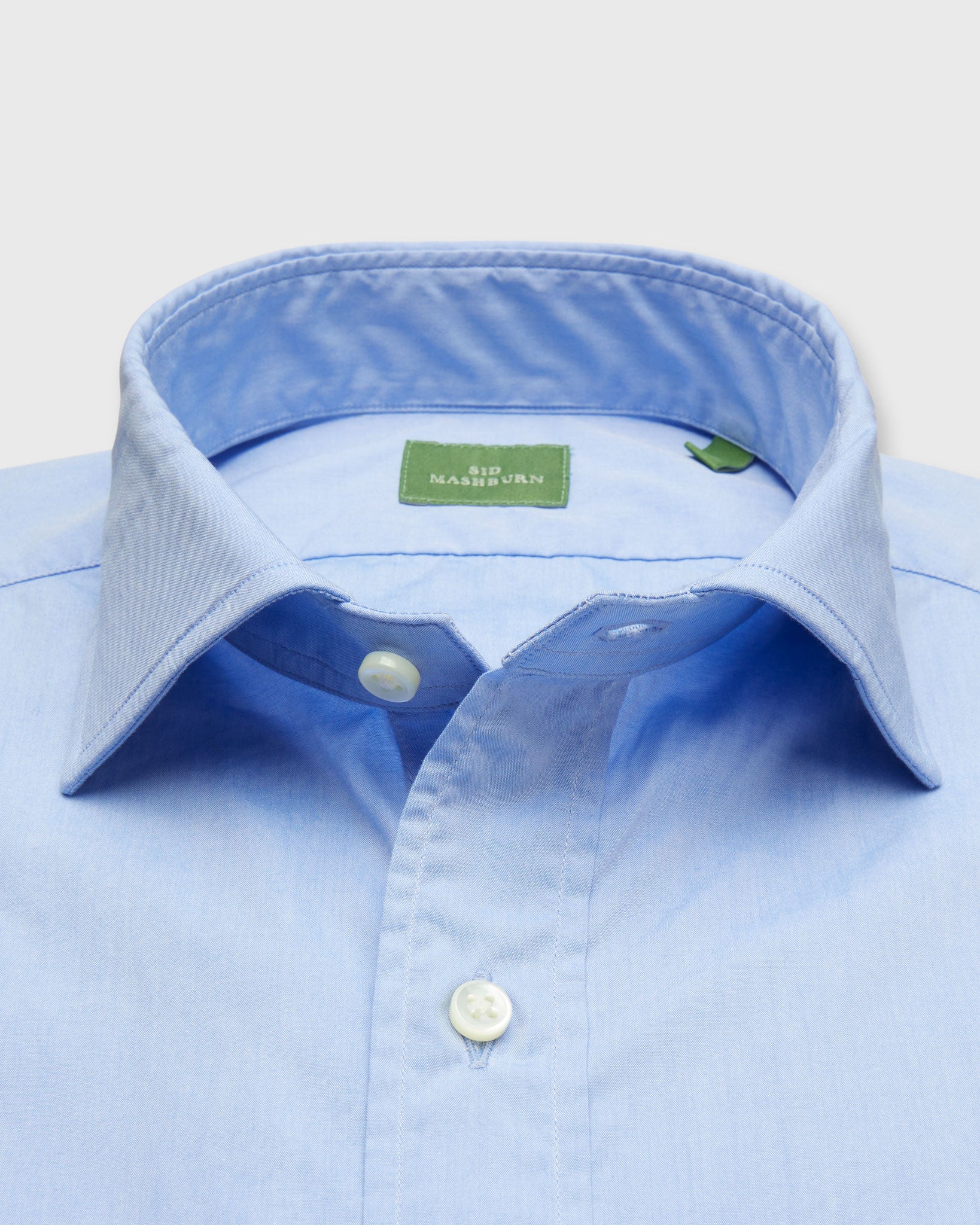 Spread Collar Sport Shirt in Light Blue Chambray