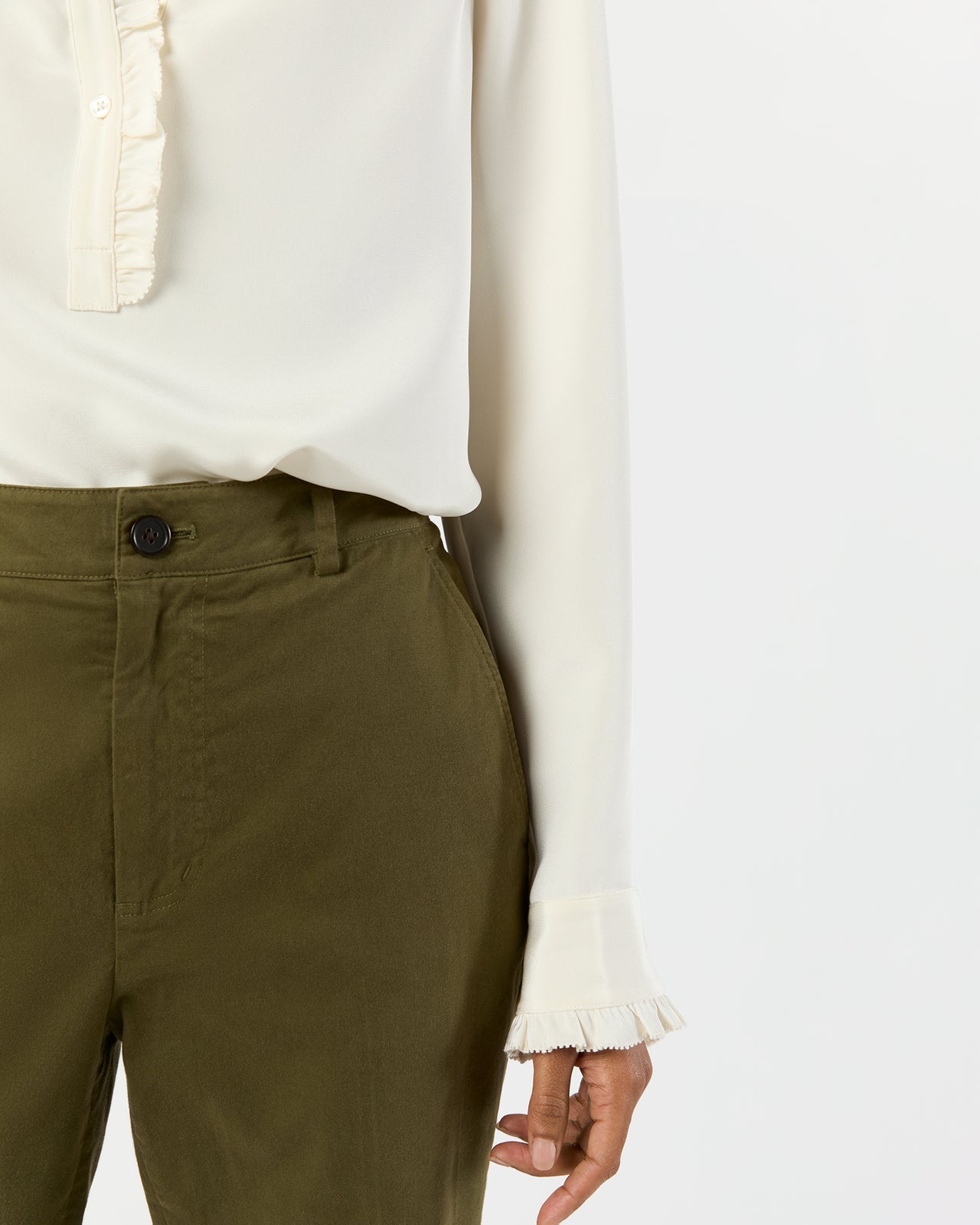Frill Blouse in Ivory Silk