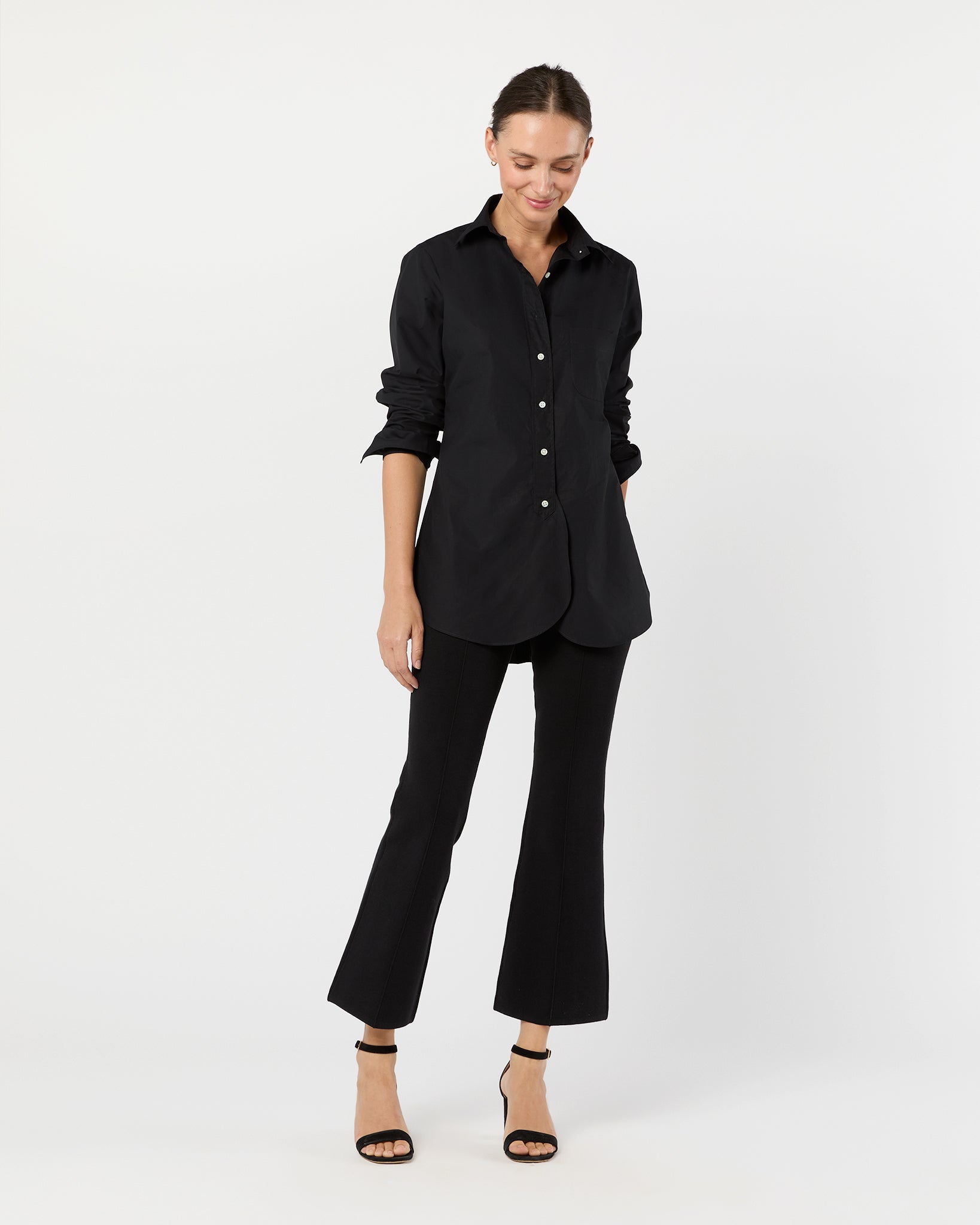 Boyfriend Shirt in Black Poplin