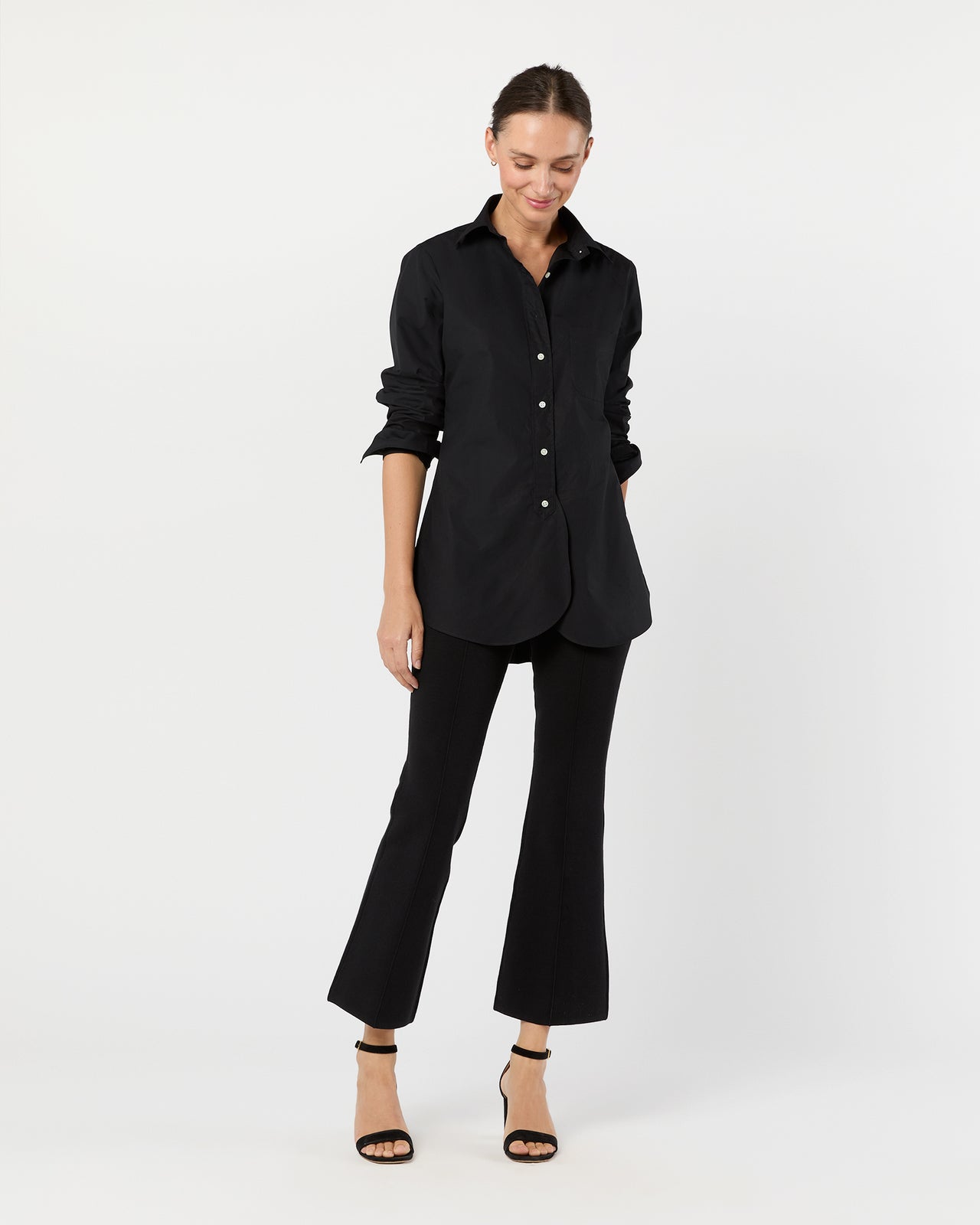 Boyfriend Shirt in Black Poplin