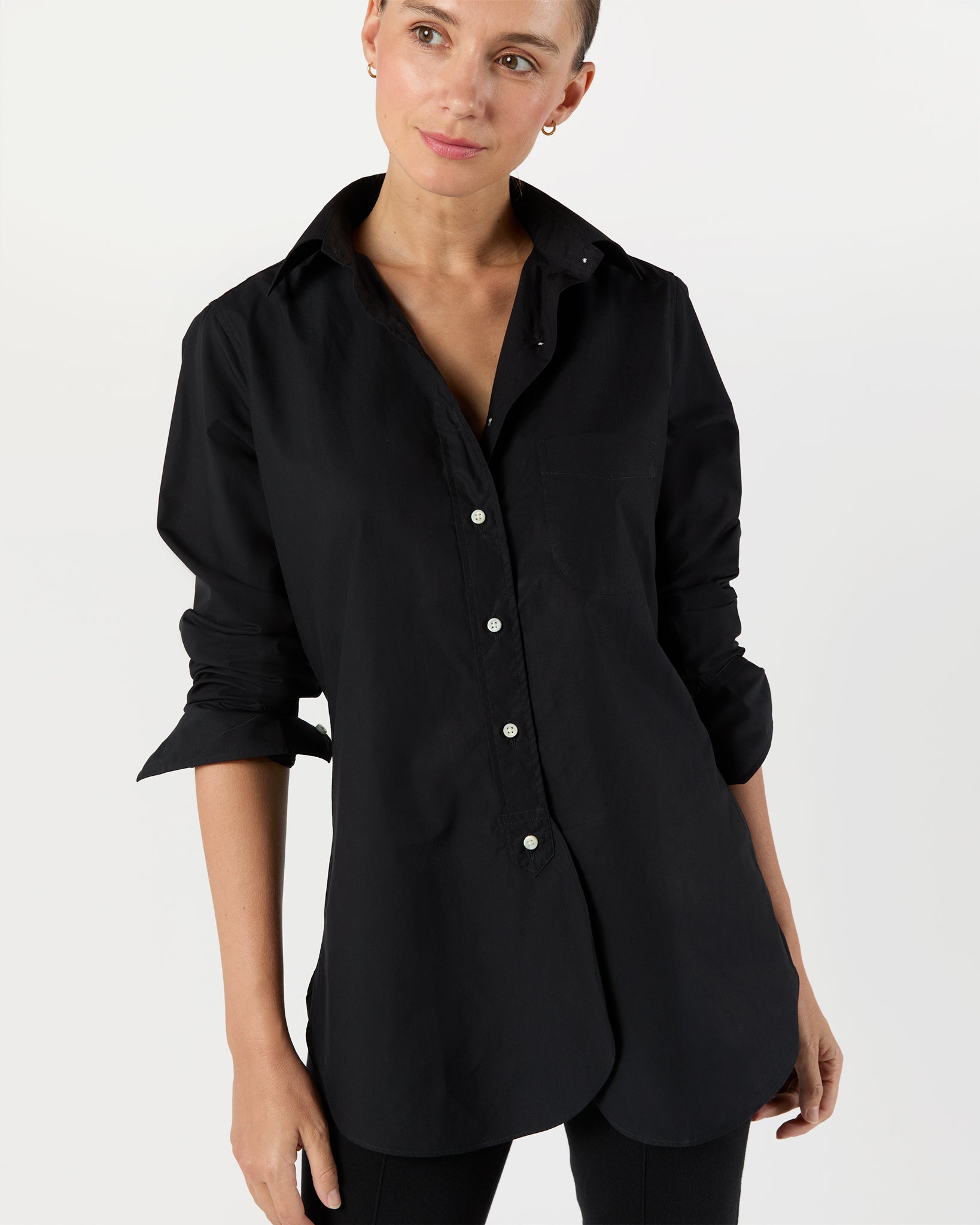 Boyfriend Shirt in Black Poplin
