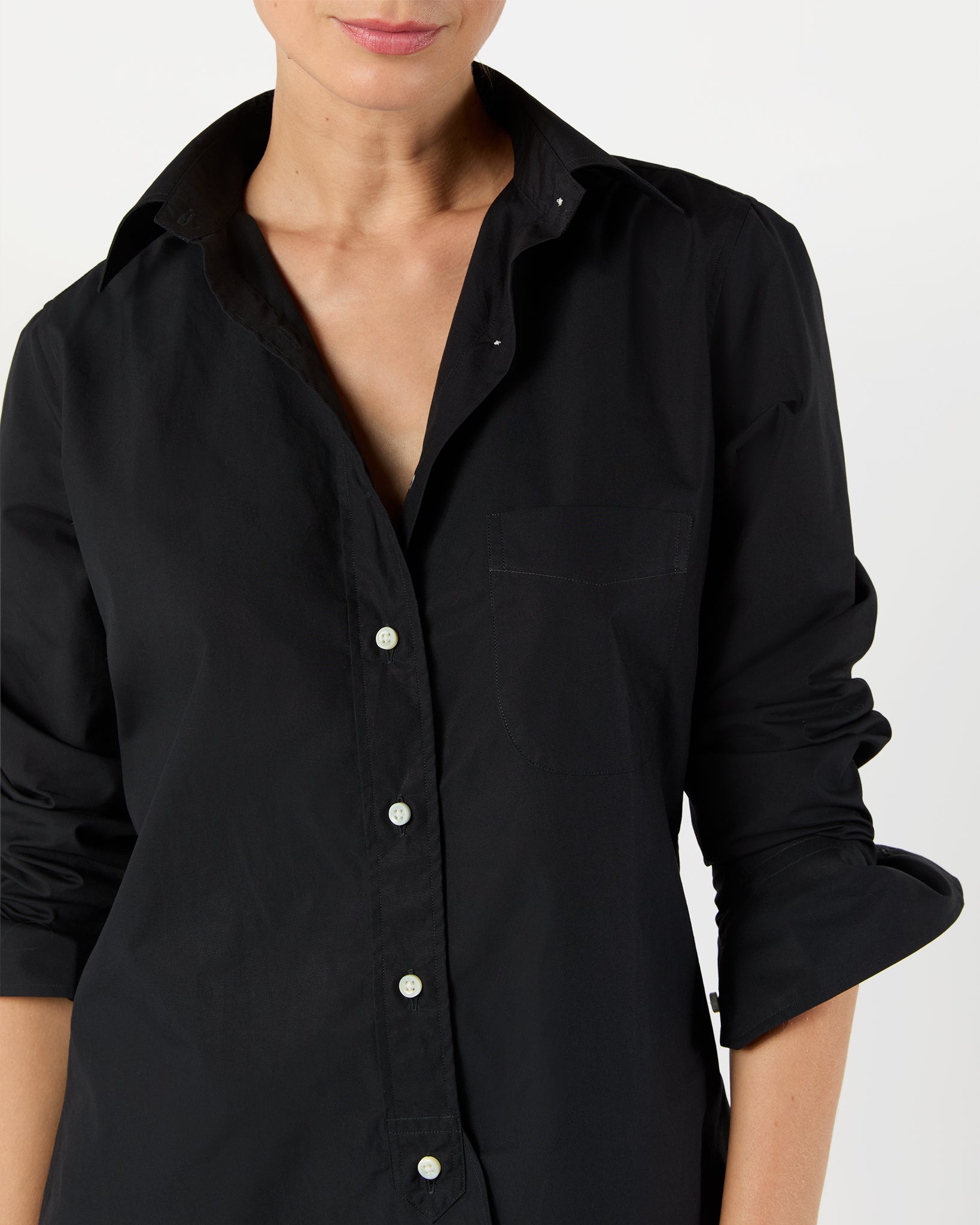 Boyfriend Shirt in Black Poplin