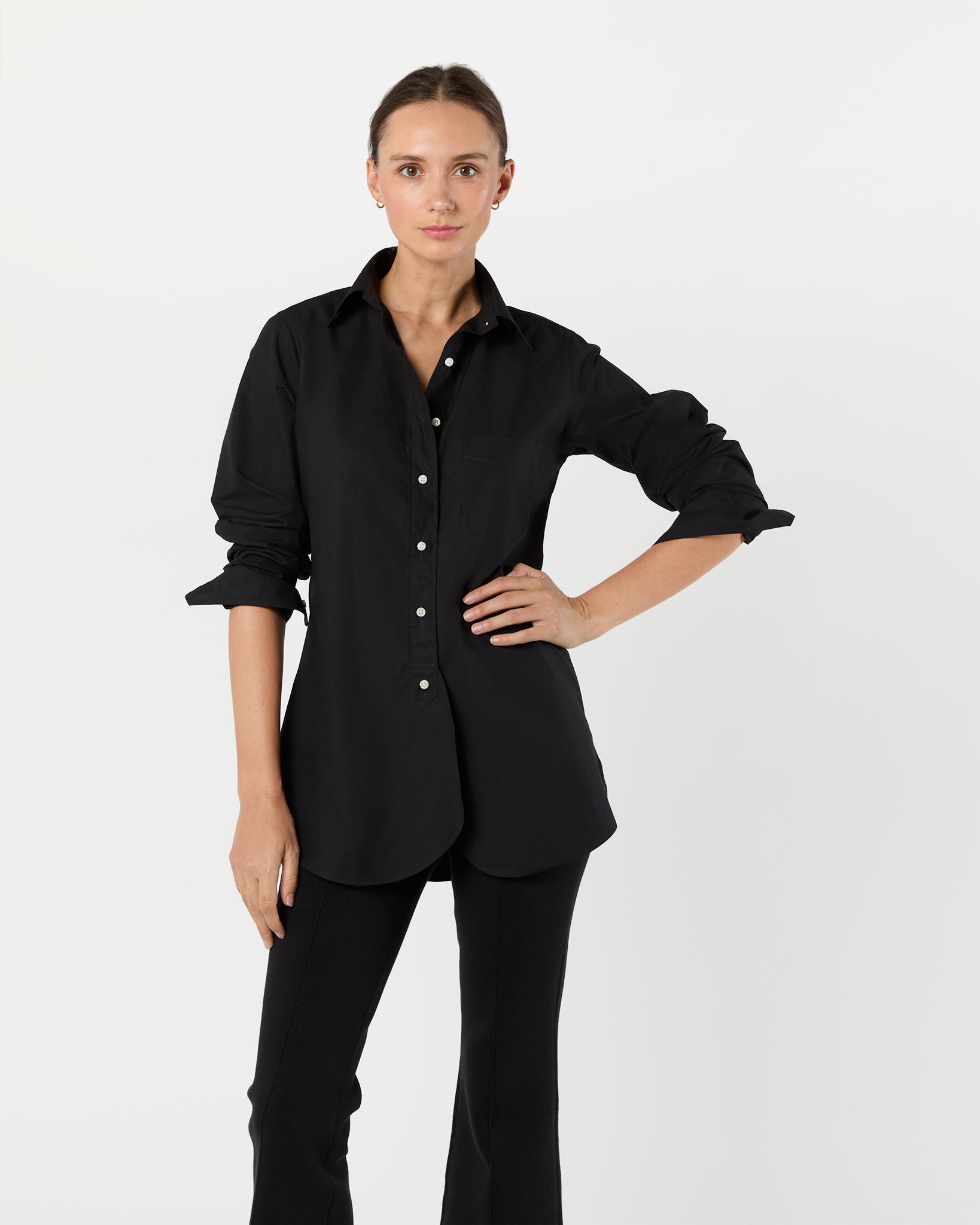 Boyfriend Shirt in Black Poplin
