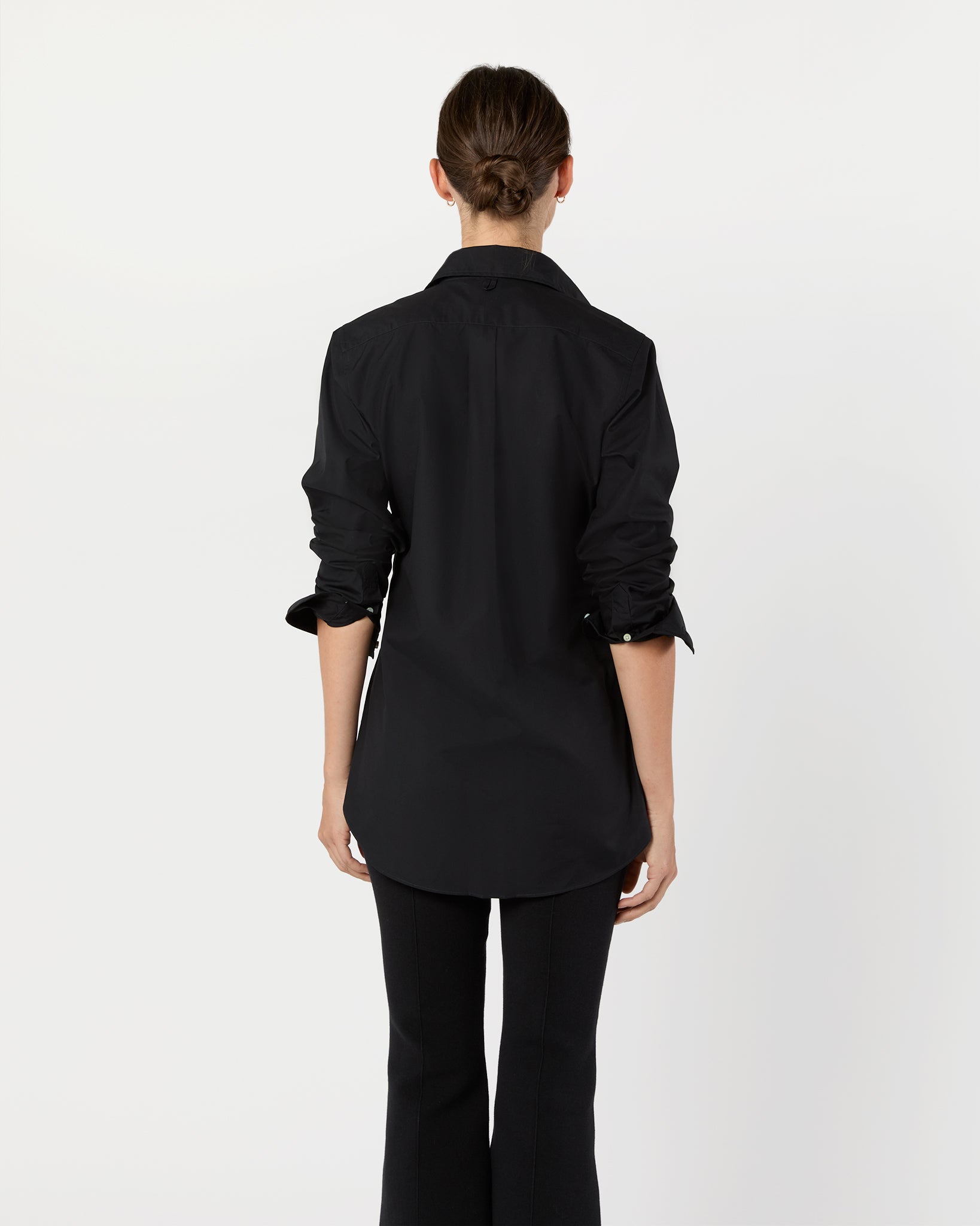 Boyfriend Shirt in Black Poplin