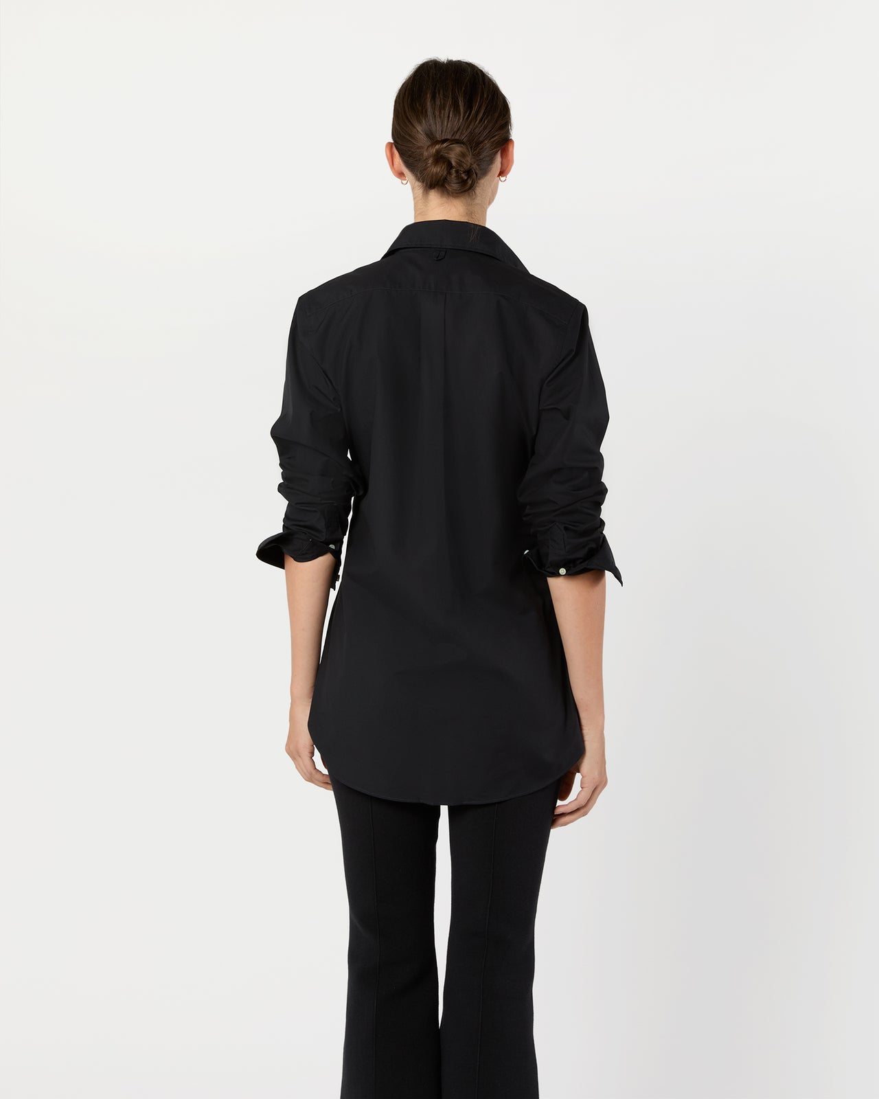 Boyfriend Shirt in Black Poplin