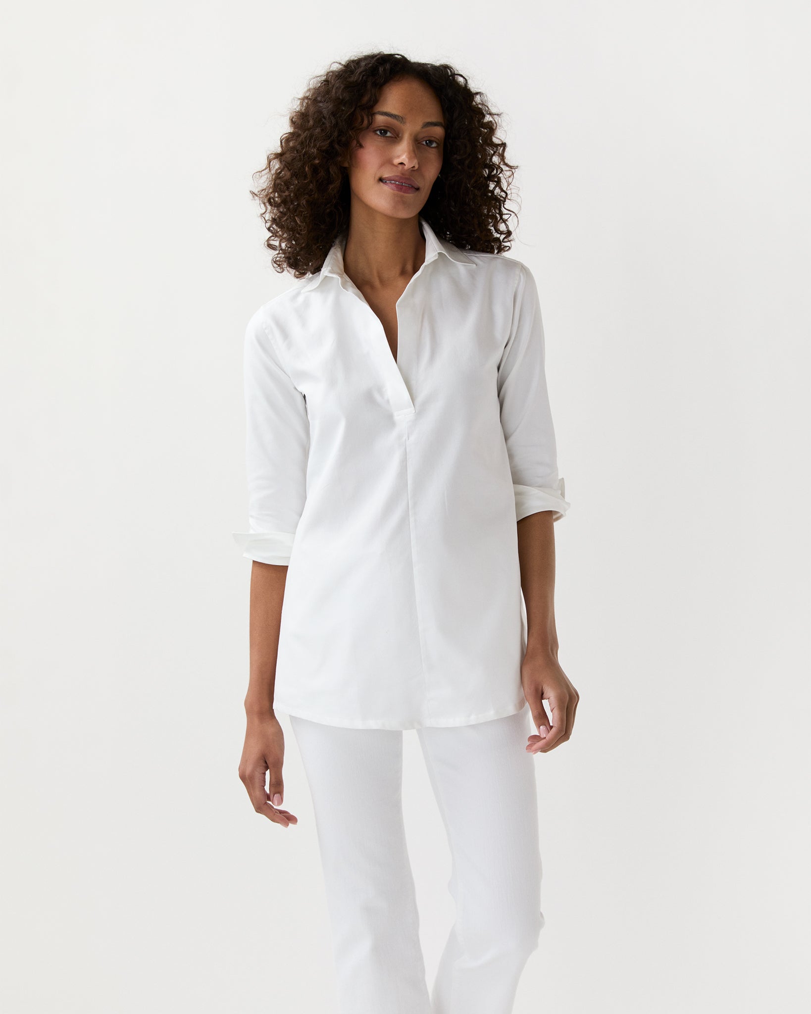 Designer Tunic in White Roxford | Shop Ann Mashburn Designer Tunic in White Roxford | Shop Ann Mashburn