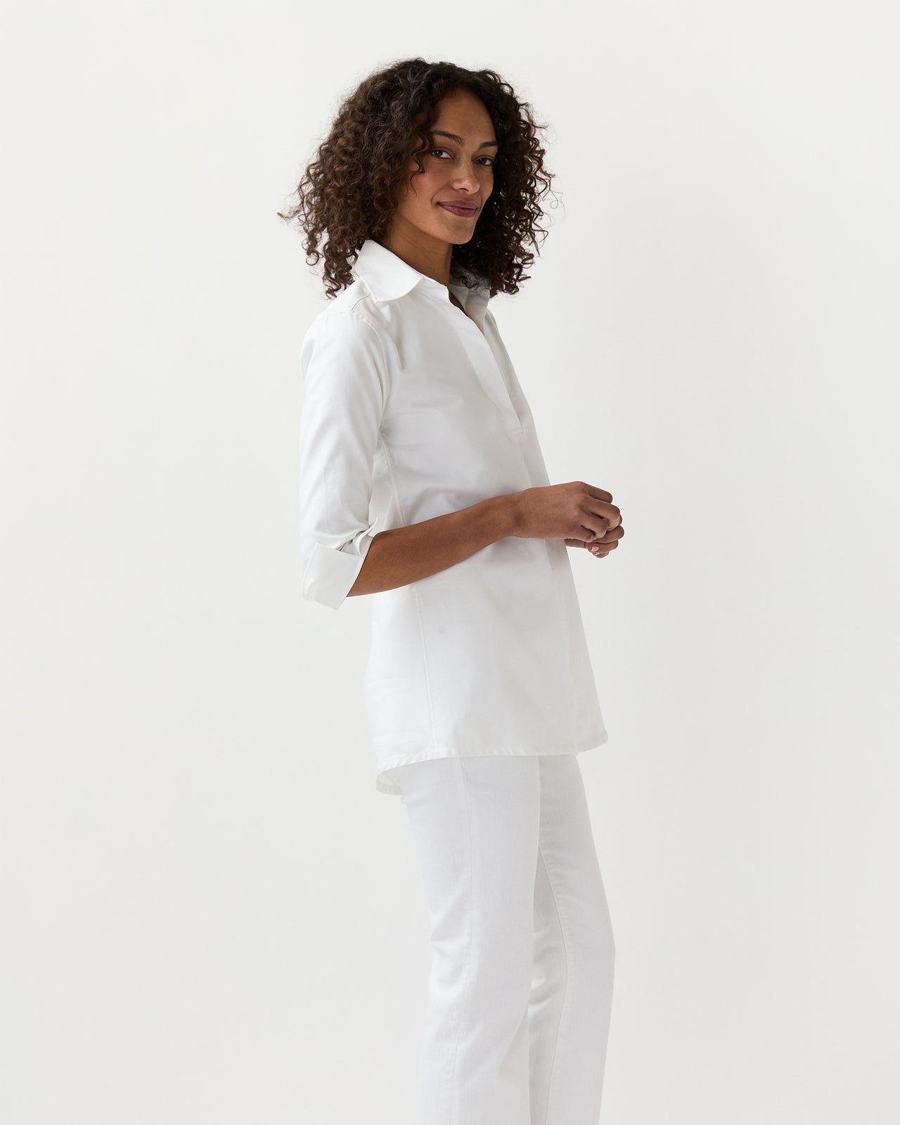 Designer Tunic in White Roxford | Shop Ann Mashburn