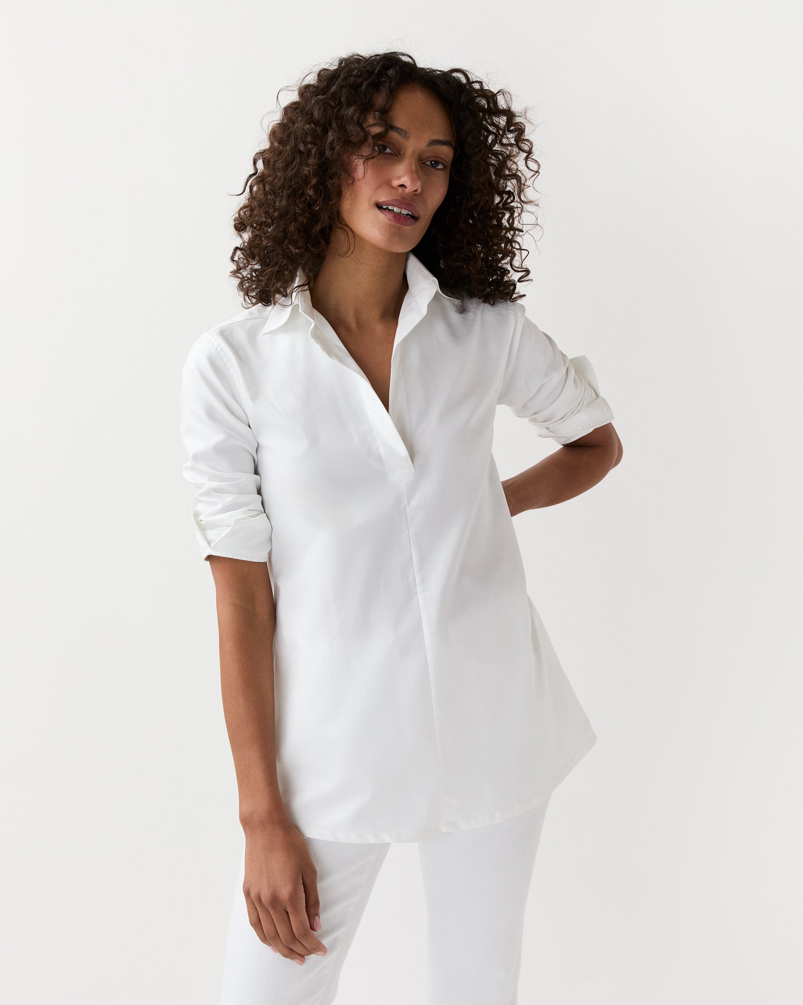 Designer Tunic in White Roxford | Shop Ann Mashburn