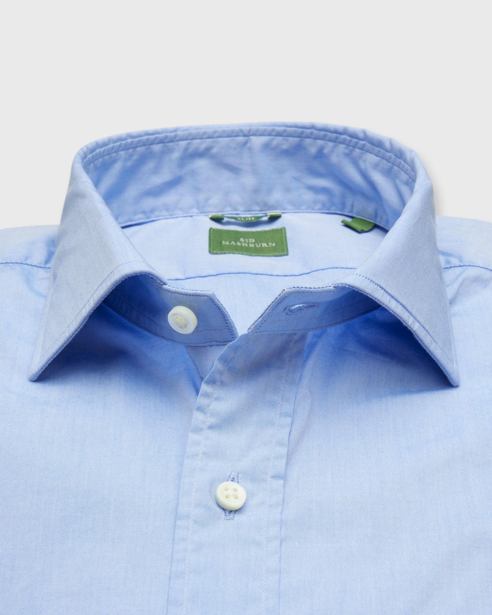 Slim-Fit Spread Collar Sport Shirt in Light Blue Chambray