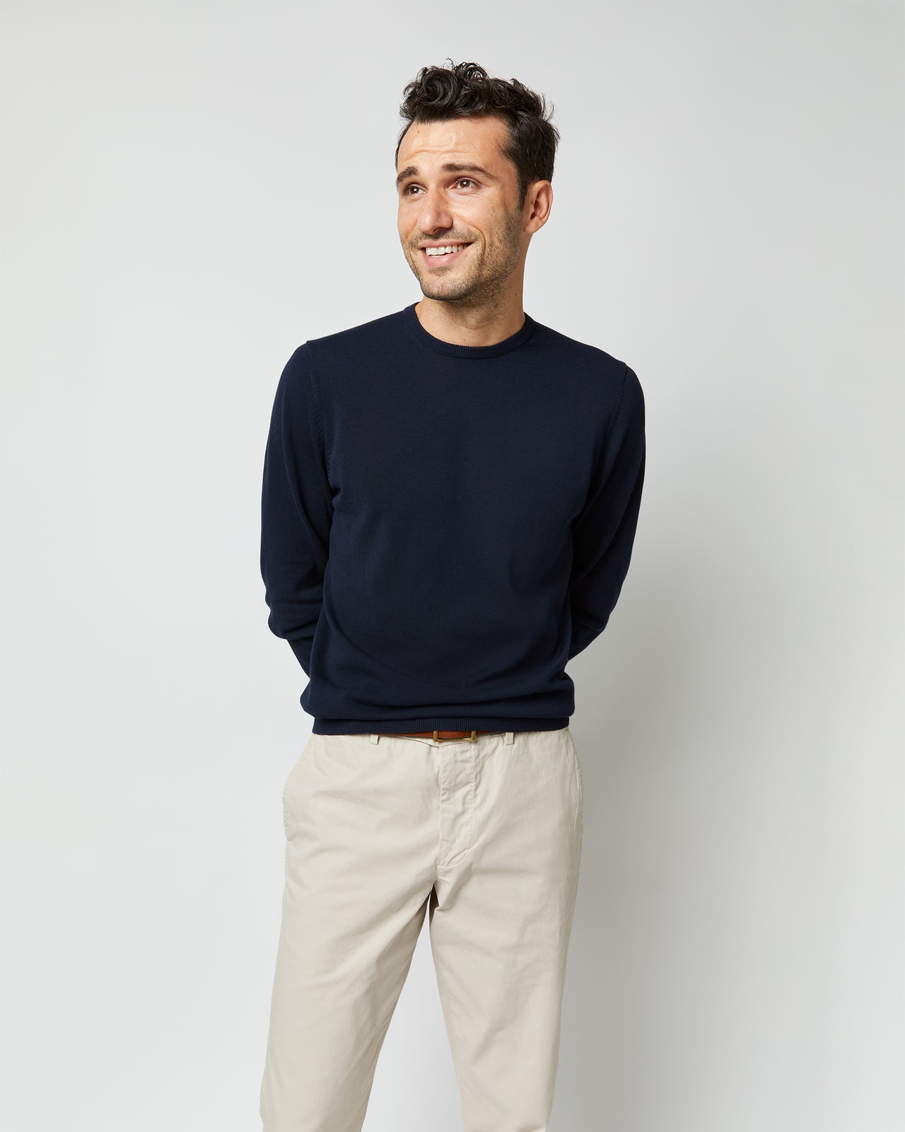 Crewneck Sweater in Navy Cotton