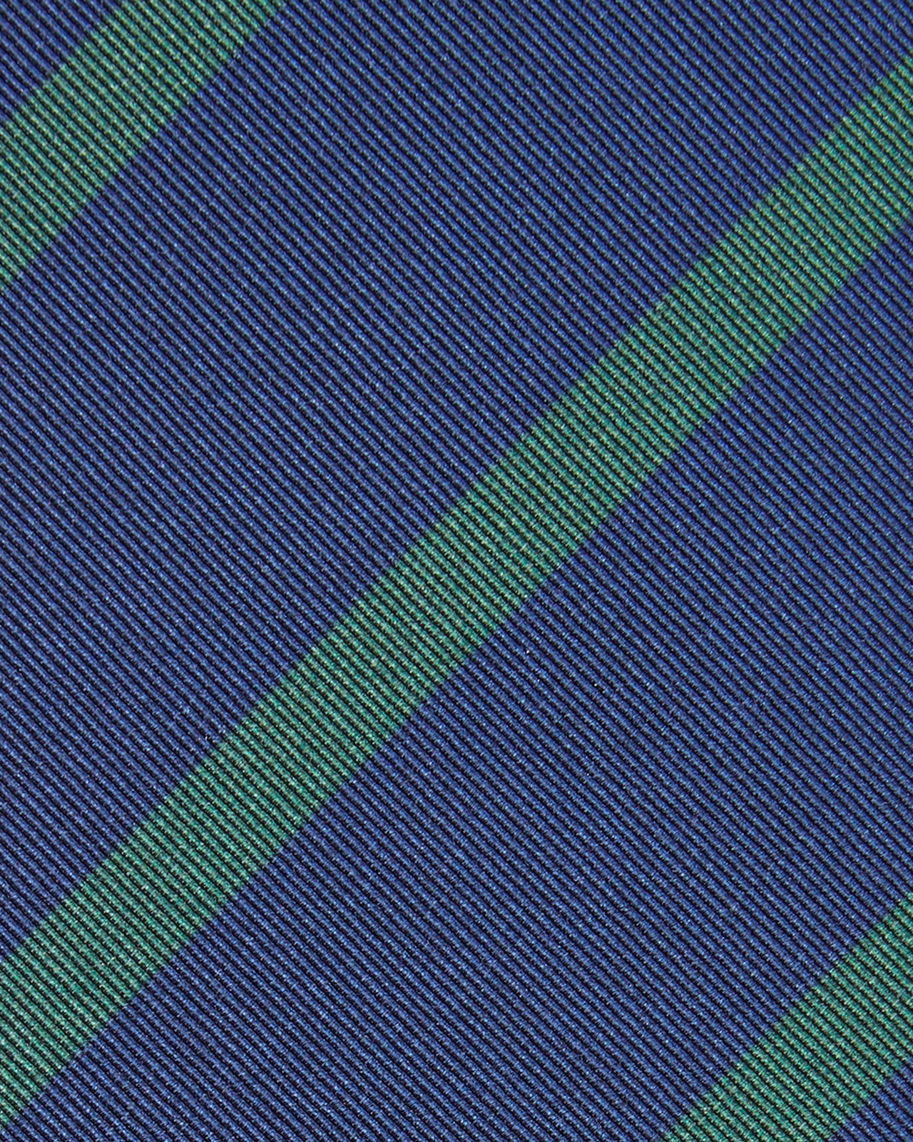 Irish Poplin Tie in Navy/Green Bar Stripe
