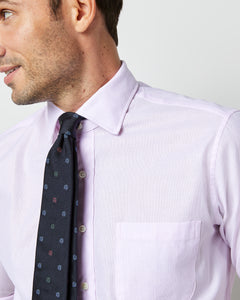 Spread Collar Dress Shirt in Pale Pink Micro Cellulare