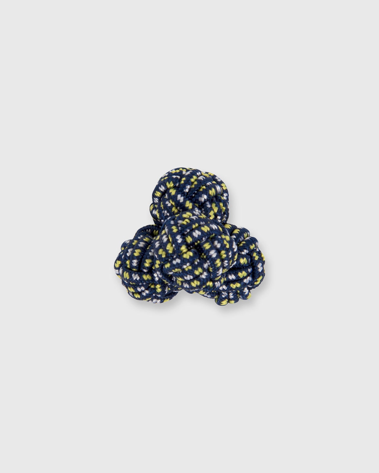 Small Silk Knot Cufflinks in Dark Teal/Yellow Small Weave