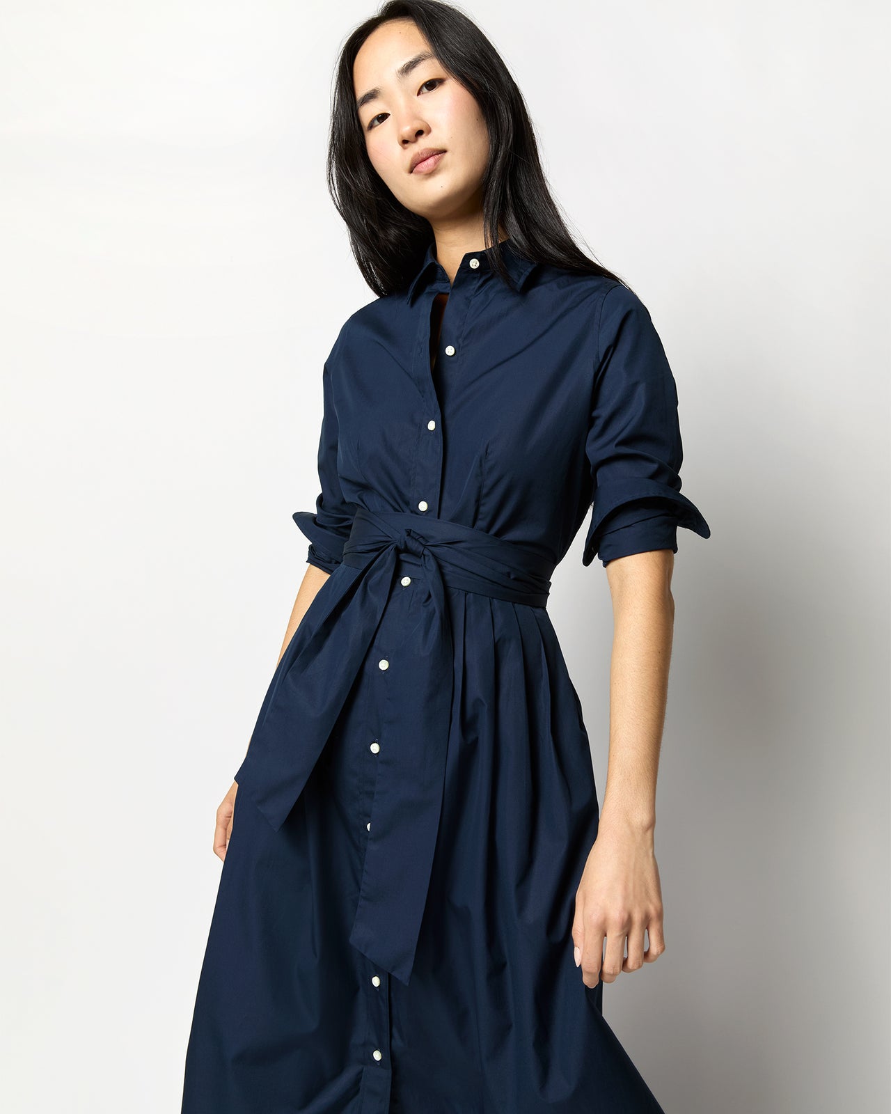 Classic Shirtwaist Dress in Navy Poplin - XS by Ann Mashburn Classic Shirtwaist Dress in Navy Poplin - XS by Ann Mashburn