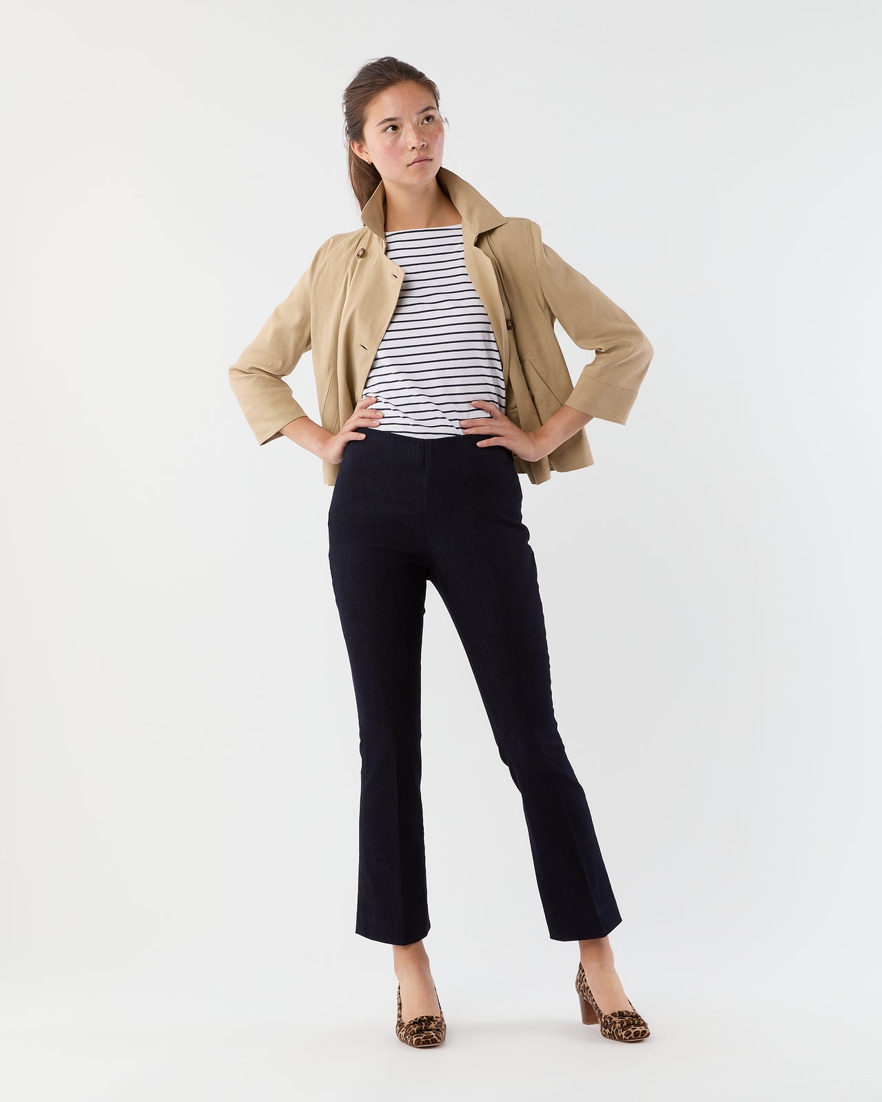Faye Flare Cropped Pant in Indigo Stretch Denim
